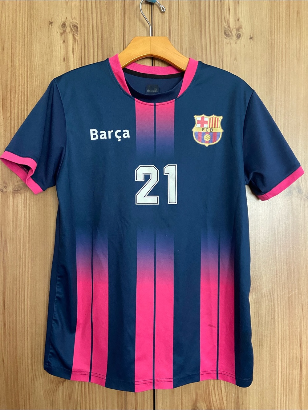 DeJong Navy and Pink #21 Soccer Jersey Barcelona FCB Barça Futbol